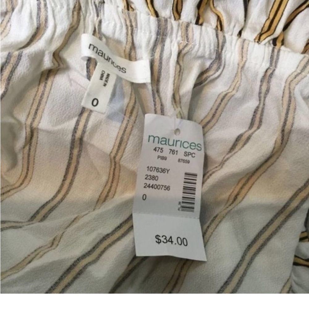 Maurices Striped Ruffle Button-Front Off-Shoulder Top NWT Size Small - Picture 5 of 12